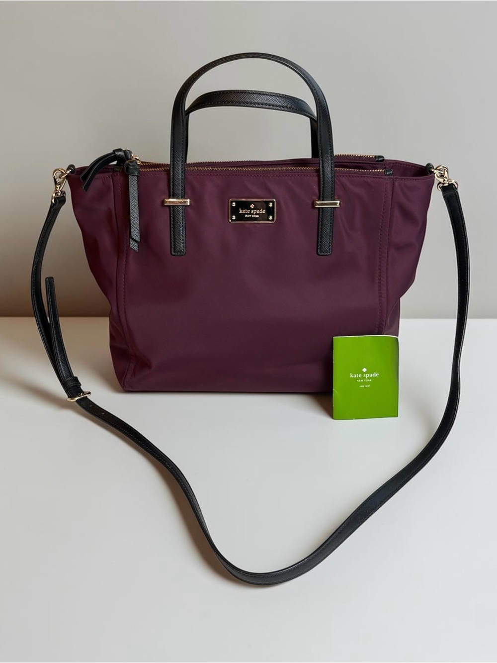 Kate Spade Wilson Road Alyse Satchel Deep Plum Nylon Crossbody Bag - Picture 1 of 14